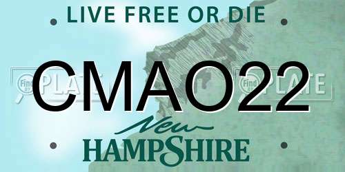 CMAO22 New Hampshire License Plate