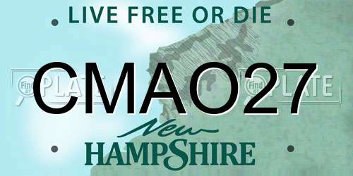 CMAO27 New Hampshire License Plate