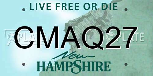 CMAQ27 New Hampshire License Plate