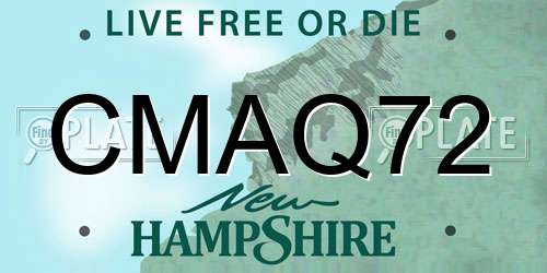 CMAQ72 New Hampshire License Plate