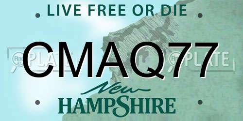 CMAQ77 New Hampshire License Plate