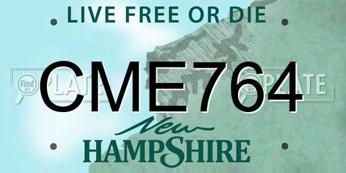 CME764 New Hampshire License Plate