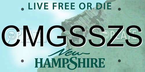 CMGSSZS New Hampshire License Plate