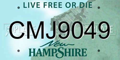 CMJ9049 New Hampshire License Plate