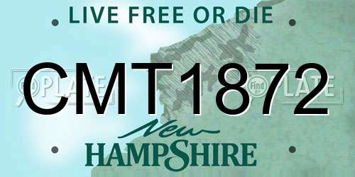 CMT1872 New Hampshire License Plate