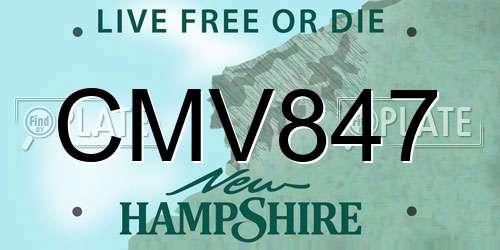 CMV847 New Hampshire License Plate