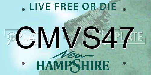 CMVS47 New Hampshire License Plate
