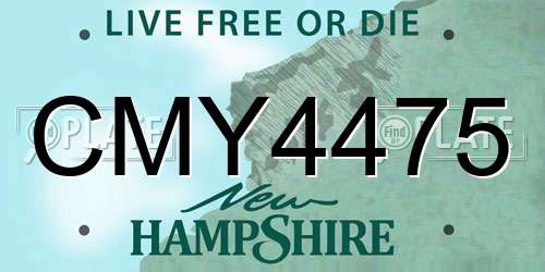 CMY4475 New Hampshire License Plate
