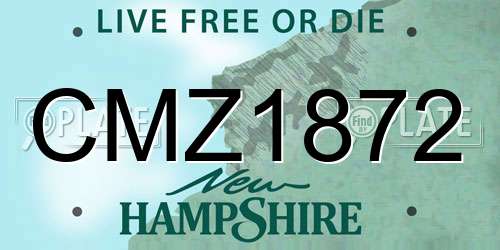 CMZ1872 New Hampshire License Plate