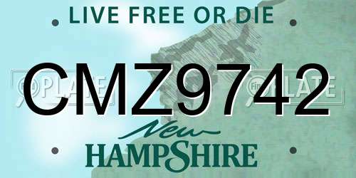 CMZ9742 New Hampshire License Plate