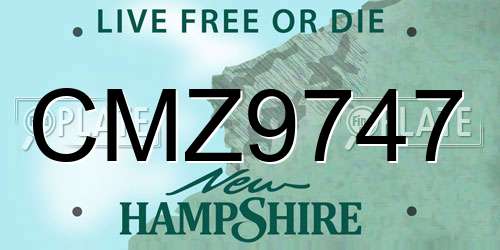 CMZ9747 New Hampshire License Plate