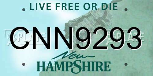 CNN9293 New Hampshire License Plate