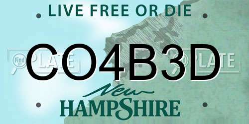 CO4B3D New Hampshire License Plate