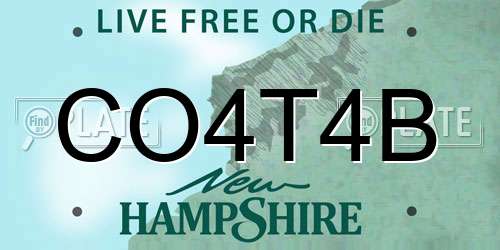 CO4T4B New Hampshire License Plate