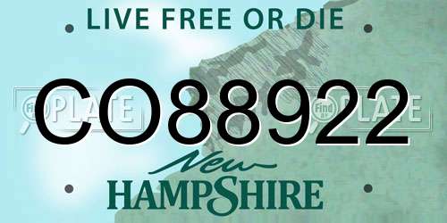 CO88922 New Hampshire License Plate