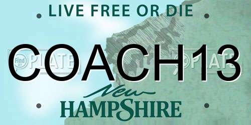 COACH13 New Hampshire License Plate