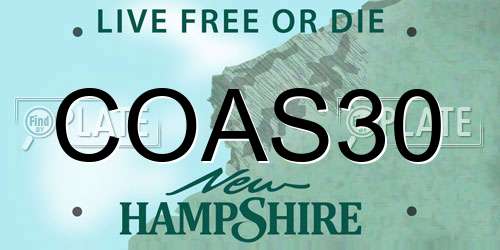 COAS30 New Hampshire License Plate
