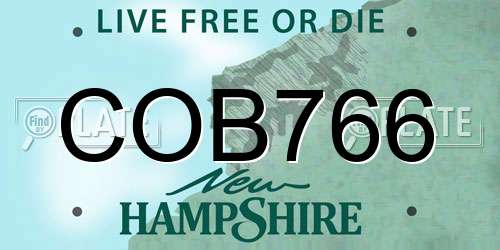 COB766 New Hampshire License Plate