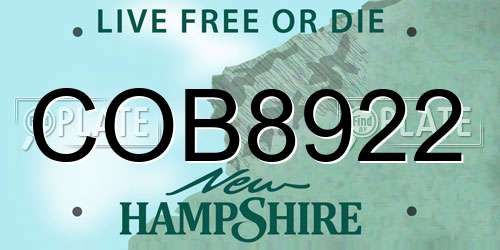COB8922 New Hampshire License Plate