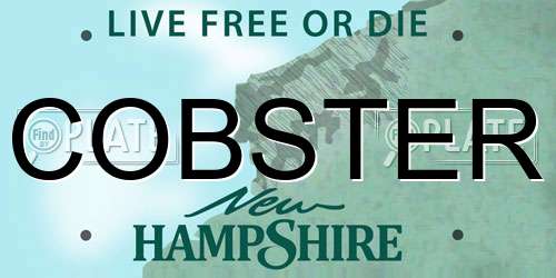 COBSTER New Hampshire License Plate