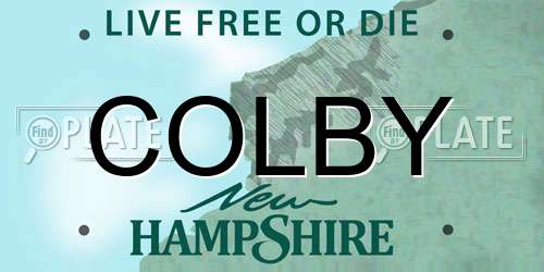 COLBY New Hampshire License Plate