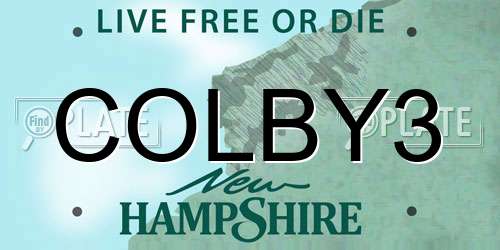 COLBY3 New Hampshire License Plate