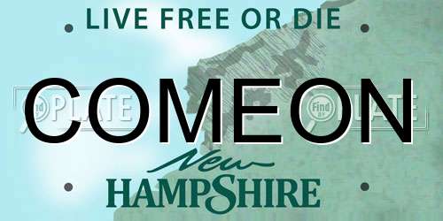 COMEON New Hampshire License Plate