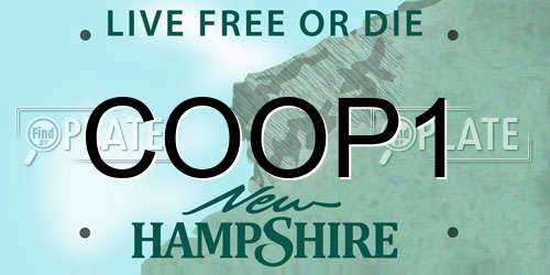 COOP1 New Hampshire License Plate