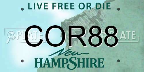 COR88 New Hampshire License Plate