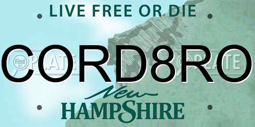CORD8RO New Hampshire License Plate