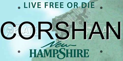 CORSHAN New Hampshire License Plate