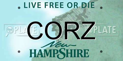 CORZ New Hampshire License Plate