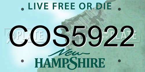 COS5922 New Hampshire License Plate