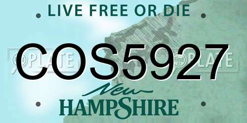 COS5927 New Hampshire License Plate