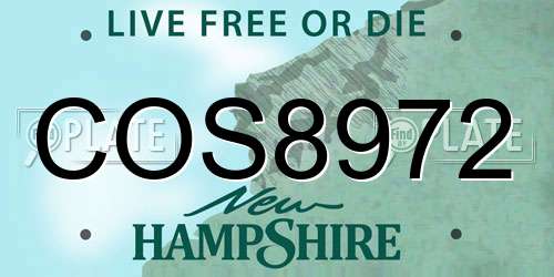 COS8972 New Hampshire License Plate