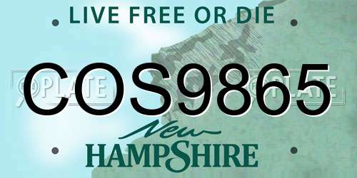 COS9865 New Hampshire License Plate