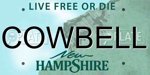 COWBELL New Hampshire License Plate