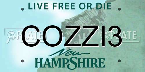 COZZI3 New Hampshire License Plate