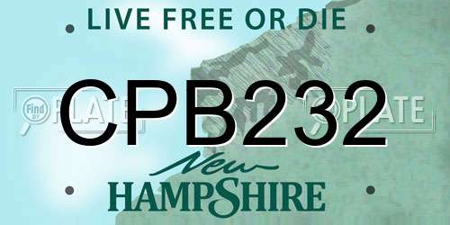 CPB232 New Hampshire License Plate