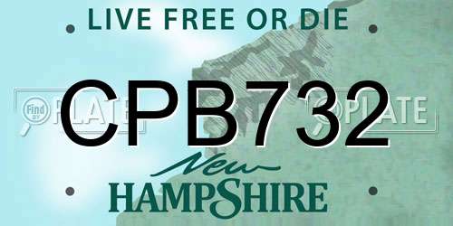 CPB732 New Hampshire License Plate