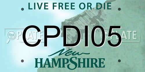 CPDI05 New Hampshire License Plate