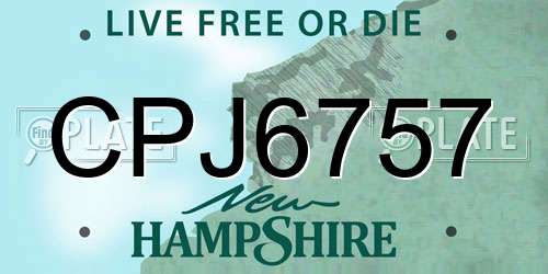 CPJ6757 New Hampshire License Plate