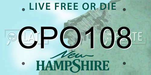 CPO108 New Hampshire License Plate