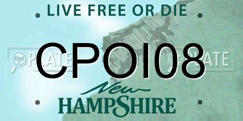 CPOI08 New Hampshire License Plate