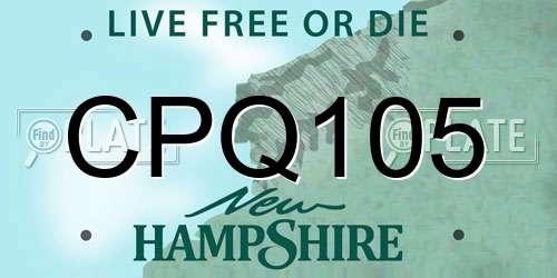 CPQ105 New Hampshire License Plate