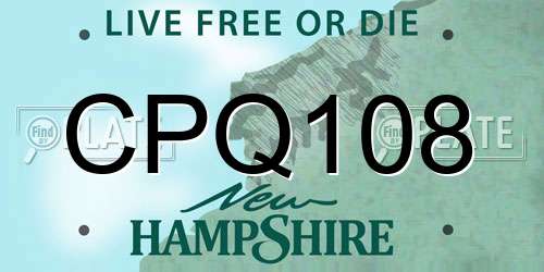 CPQ108 New Hampshire License Plate