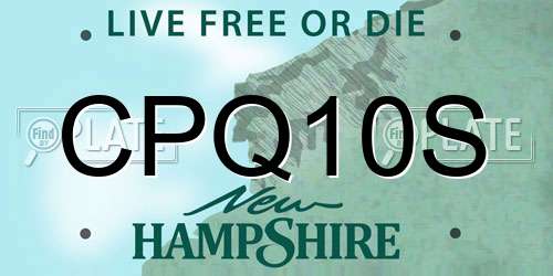 CPQ10S New Hampshire License Plate