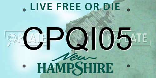 CPQI05 New Hampshire License Plate