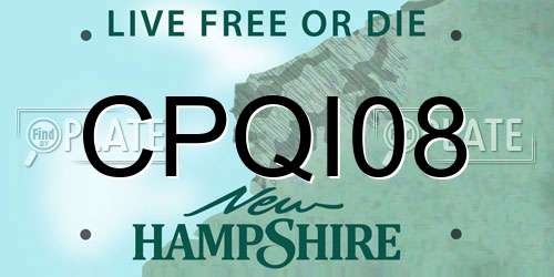 CPQI08 New Hampshire License Plate