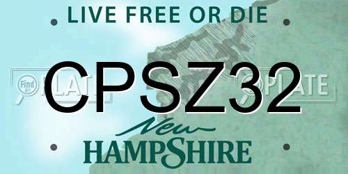 CPSZ32 New Hampshire License Plate
